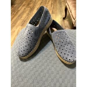 STEVE MADDEN WIDMER BLUE SUEDE ESPADRILLE SLIPON PLATFORM SNEAKER 8.5